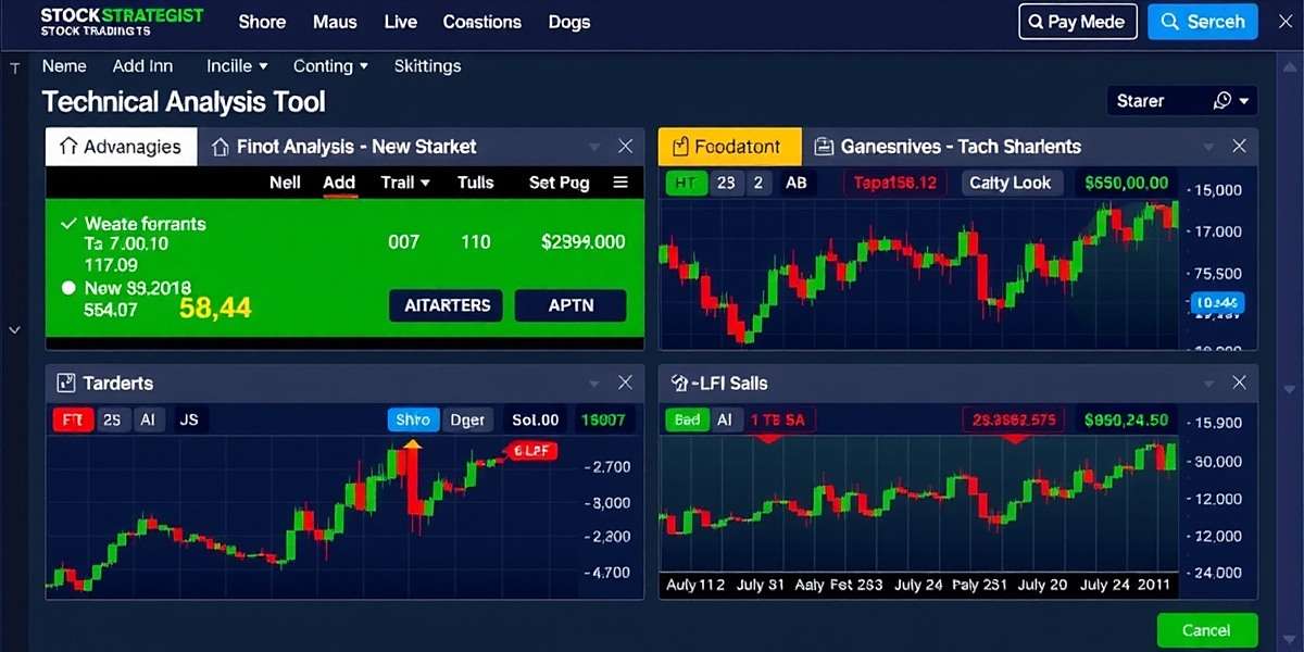 Stock Strategist advanced trading screen showing technical analysis tools for Indian stock market