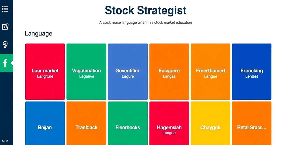 Stock Strategist language selection screen showing various Indian language options for stock market education